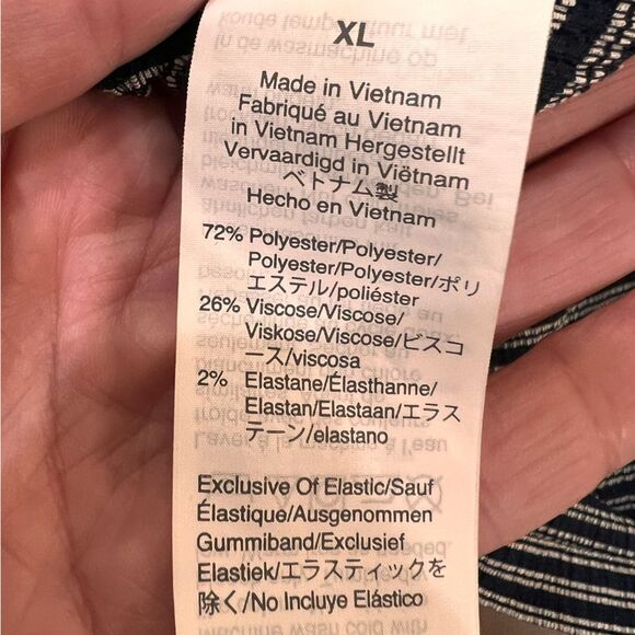 TEXTURE & THREAD X MADEWELL Smocked Peplum Top in Stripe. SIZE XL - Picture 8 of 9